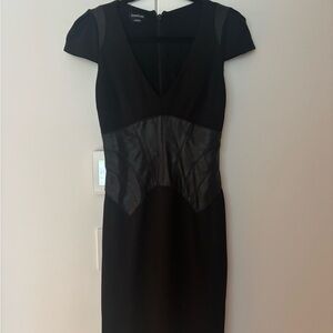 bebe Black Mini Dress with Leather Accents